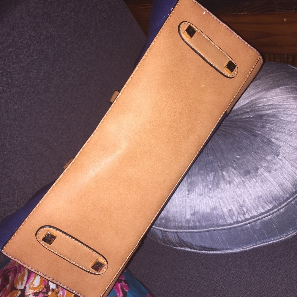 Simply Noelle blue, tan & cream satchel tote bag - Picture 11 of 14